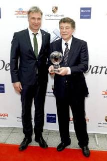 Marco Bode und Otto Rehhagel bei der 13. Verleihung der Steiger Awards in der Alten Kaue der Zeche Hansemann. Dortmund, 17.03.2018