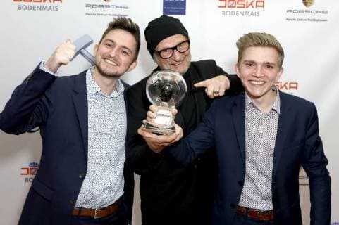 Thomas Danninger und Markus Danninger (Zweikanalton) mit Titus Dittmann bei der 13. Verleihung der Steiger Awards in der Alten Kaue der Zeche Hansemann. Dortmund, 17.03.2018