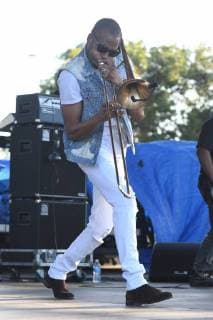 MIAMI GARDENS FL - MARCH 17: Trombone Shorty performs during Day 1 at Jazz In The Gardens at Hand Rock Stadium on March 17, 2018 in Miami Gardens, Florida. Copyright: xmpi04x