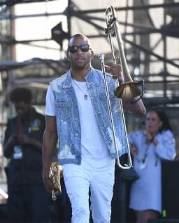 MIAMI GARDENS FL - MARCH 17: Trombone Shorty performs during Day 1 at Jazz In The Gardens at Hand Rock Stadium on March 17, 2018 in Miami Gardens, Florida. Copyright: xmpi04x