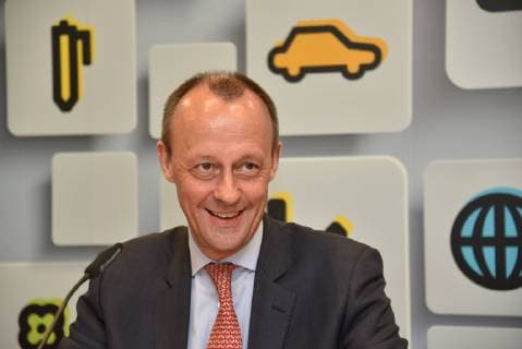 Friedrich Merz, Aufsichtsratsvorsitzender des Flughafens Köln Bonn am Flughafen KölnBonn am 19.03.2018 bei der Vorstellung des neuen Vorsitzenden der Geschäftsführung *** Friedrich Merz Chairman of the Supervisory Board of Cologne Bonn Airport at the KölnBonn airport on 19 03 2018 at the presentation of the new Chairman of the Management Board