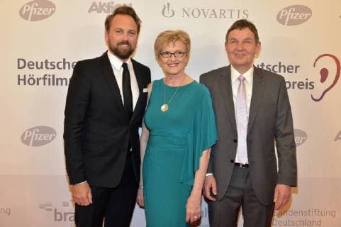 Steven Gaetjen, Andreas Bethke, Renate Reymann beim 16. Deutschen Hoerfilmpreis im Kino International in Berlin am 20.03.2018