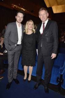 Florian Bartholomäi, Verena Bentele und Lutz Marmor bei der Verleihung des 16. Deutschen Hörfilmpreises 2018 im Kino International. Berlin, 20.03.2018