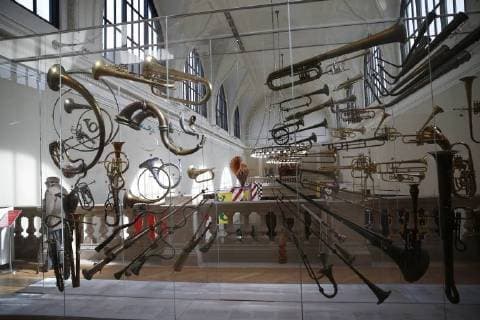 Musical instruments are on display at a press preview for The Art of Music: The New Musical Instruments Galleries at Metropolitan Museum of Art on March 23, 2018 in New York City. The Art of Music: presents four thousand years of musical instruments from across the globe.  NYP20180323164 JOHNxANGELILLO