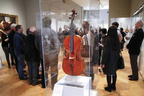 Violins by Antonio Stradivari from the late 16th and early 17th centuries are on display at a press preview for The Art of Music: The New Musical Instruments Galleries at Metropolitan Museum of Art on March 23, 2018 in New York City. The Art of Music: presents four thousand years of musical instruments from across the globe.  NYP20180323147 JOHNxANGELILLO