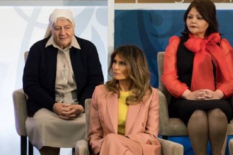 March 23, 2018 - Washington, DC, United States - U.S. First Lady Melania Trump (Center), attended the annual International Women of Courage (IWOC) Awards honoring 10 extraordinary women from around the world. At the U.S. Dept. of State, on Friday, March 23, 2018. Washington United States  - ZUMAn230 20180323_zaa_n230_663 Copyright: xCherissxMayx