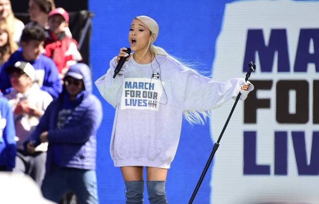 Ariana Grande performs Be Alright during the March for Our Lives rally on March 24, 2018 in Washington, D.C. Hundreds of thousands rallied in the nation s capital to demand action to end gun violence and mass shootings in schools.  WAP201803243178 DAVIDxTULIS