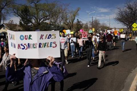 March 24, 2018 - Albuquerque, New Mexico, U.S - Marchers participate March For Our Lives rally in Albuquerque, New Mexico Saturday March 24, 2018. Albuquerque U.S. - ZUMAv88_ 20180324_zap_v88_011 Copyright: xPatxVasquez-Cunninghamx