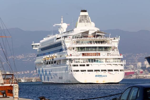 Aida Aura cruise ship - Rijeka, Croatia 26.03.2018., Rijeka, Croatia - The first of this year s cruise ship Aida Auda from Genoa sailed into a Rijeka harbor with a total of 1,300 passengers.  GoranxKovacic PIXSELL