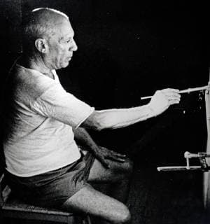 Photograph of Pablo Picasso (1881-1973) a Spanish painter, sculptor, printmaker, ceramicist, stage designer, poet, and playwright. Dated 20th century 917_05_WHA_102_0447