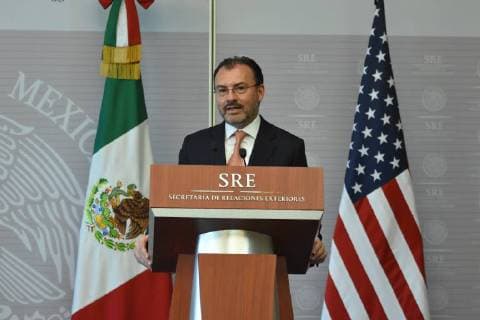 CIDADE DO MÉXICO, DF - 26.03.2018: KIRSTJEN NIELSEN VISITA DE TRABALHO AO MÉX - Secretary of Foreign Affairs Luis Videgaray during a press conference as part of Kirstjen Nielsen working in Mexico, I have talked about Migration and Security Mexico- US at Ministry of Foreign Affairs on March 26, 2018 in Mexico City, Mexico x1505198x  CarlosxTischler