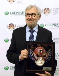 MOSCOW, RUSSIA â€“ MARCH 27, 2018: Actor Vladimir Retsepter poses for a photograph as he receives a special 2018 Golden Mask award in the Outstanding contribution to the theatrical arts category, during a ceremony at the Bolshoi Theatre. Vyacheslav Prokofyev TASS  TS07994A