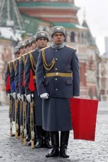 MOSCOW, RUSSIA - MARCH 31, 2018: A ceremony for the 2013-2018 graduating cohort of students of the Moscow Military Music School in Red Square. Mikhail Metzel TASS  TS07A182