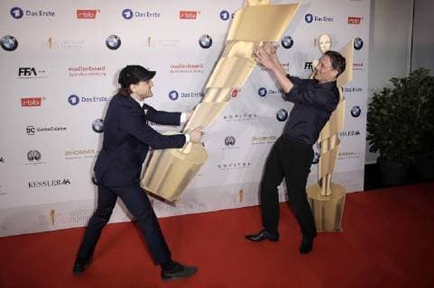 Franz Rogowski und Oliver Masucci beim Nominiertenabend zum Deutschen Filmpreis 2018 im BMW Haus am Kurfürstendamm. Berlin, 07.04.2018