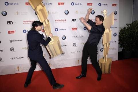 Franz Rogowski und Oliver Masucci beim Nominiertenabend zum Deutschen Filmpreis 2018 im BMW Haus am Kurfürstendamm. Berlin, 07.04.2018