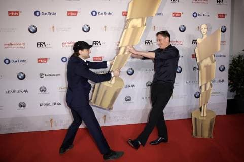 Franz Rogowski und Oliver Masucci beim Nominiertenabend zum Deutschen Filmpreis 2018 im BMW Haus am Kurfürstendamm. Berlin, 07.04.2018