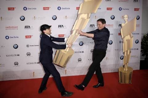 Franz Rogowski und Oliver Masucci beim Nominiertenabend zum Deutschen Filmpreis 2018 im BMW Haus am Kurfürstendamm. Berlin, 07.04.2018