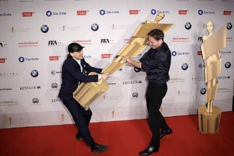 Franz Rogowski und Oliver Masucci beim Nominiertenabend zum Deutschen Filmpreis 2018 im BMW Haus am Kurfürstendamm. Berlin, 07.04.2018