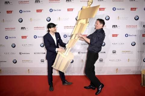 Franz Rogowski und Oliver Masucci beim Nominiertenabend zum Deutschen Filmpreis 2018 im BMW Haus am Kurfürstendamm. Berlin, 07.04.2018