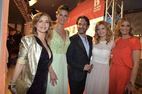 Tina Ruland, Katrin Wrobel, Falk Willy Wild, Eva Imhof, Kerstin Linnartz (v.l.n.r.) beim 13. Victress Award iGALA n der UDK ( Universitaet der Kuenste) in Berlin am 09.04.2018