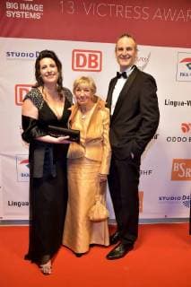 Sonja Fusati, Heidi Hetzer, Sandro Fusati beim 13. Victress Award iGALA n der UDK ( Universitaet der Kuenste) in Berlin am 09.04.2018