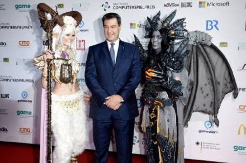 Markus Söder bei der Verleihung des Deutschen Computerspielpreises 2018 im Kesselhaus. München, 10.04.2018