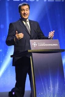 Markus Söder bei der Verleihung des Deutschen Computerspielpreises 2018 im Kesselhaus. München, 10.04.2018