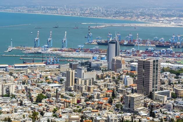 View of Haifa bay and the port, in Haifa, Israel.  BEW1D216397