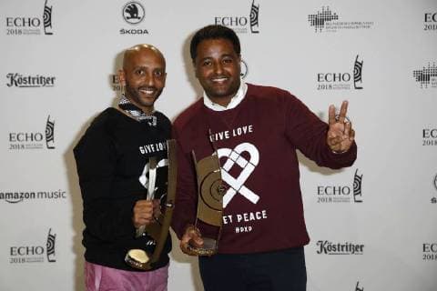 Preisträger Fetsum Sebhat und Tedros Tewelde bei der Verleihung vom ECHO POP am 12.04.2018 in Berlin ECHO POP Verleihung 2018 in Berlin - Gewinner Preistraeger Pressroom