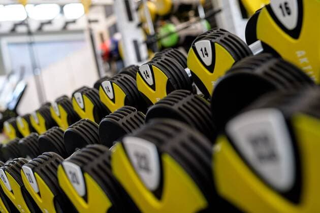FIBO, Internationale Leitmesse für Fitness, 12.04.2018 Frei Hanteln während der FIBO am 12.04.2018, , Köln NRW Deutschland Messe