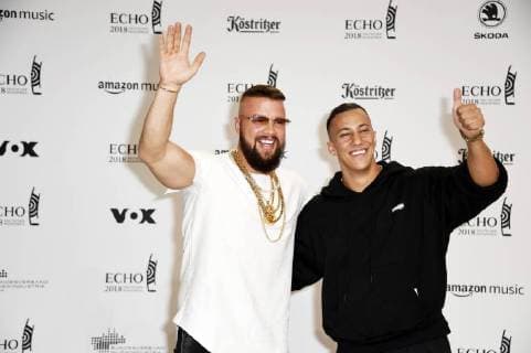 Kollegah und Farid Bang bei der 27. Verleihung des Deutschen Musikpreises Echo 2018 in der Messe Berlin. Berlin, 12.04.2017