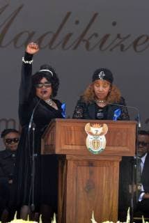 Mama Winnie Mandela laid to rest in South Africa JOHANNESBURG, SOUTH AFRICA APRIL 14: Daughters of Winnie Madikizela-Mandela and Nelson Mandela ,Zindziswa Mandela, Zenani Mandela during the funeral service of Struggle icon Winnie Madikizela-Mandela on April 14, 2018 in Johannesburg, South Africa. Madikizela-Mandela died at the age of 81 after a long illness. ( Gallo0130957