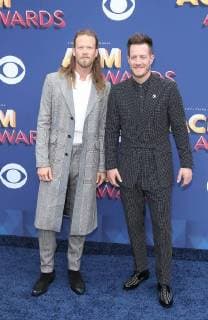 April 15, 2018 - Las Vegas, NV, U.S. - 15 April 2018 - Las Vegas, NV - Florida Georgia Line, Brian Kelley, Tyler Hubbard. 2018 ACM Awards Red Carpet arrivals at MGM Grand Garden Arena. Photo Credit: MJT AdMedia Las Vegas U.S. - ZUMAa123 20180415_zaa_a123_021 Copyright: xMjtAdmediax