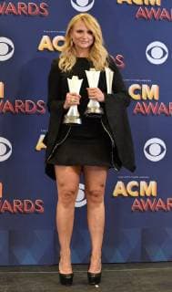 Miranda Lambert, winner of the awards for Female Vocalist of the Year and Song of the Year for Tin Man, appears backstage at the 53rd annual Academy of Country Music Awards held at MGM Grand Garden Arena in Las Vegas, Nevada on April 15, 2018. The show will be telecast live on CBS.  LAV20180415371 JIMxRUYMEN