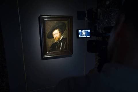 A self-portrait of famous Flemish painter Rubens pictured during the press presentation of the restoration of a self-portrait of famous Flemish painter Rubens, Monday 16 April 2018, in Antwerp.  KRISTOFxVANxACCOM 05330296