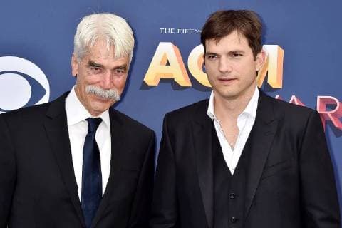 Sam Elliott und Ashton Kutcher, die beiden Schauspieler bei den Country Music Awards am 15.04.2018 in Las Vegas 53rd Academy Of Country Music Awards 2018 in Las Vegas