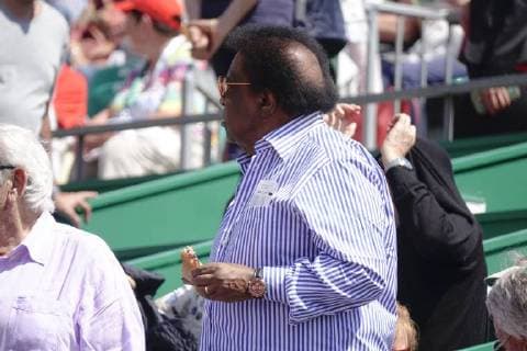 Deutscher Schlagersänger Roberto Blanco als Zuschauer in einer Loge am Court Rainier III beim ATP World Tour Tennisturnier Rolex Monte-Carlo Masters, Fürstentum Monaco, Mittelmeer