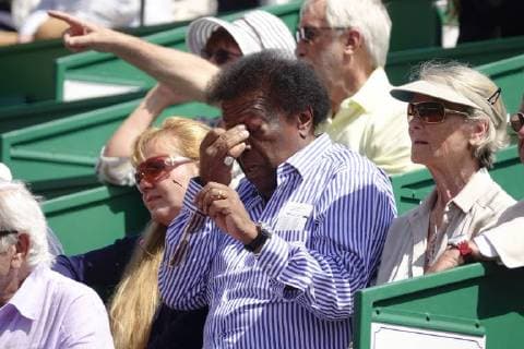 Deutscher Schlagersänger Roberto Blanco als Zuschauer in einer Loge am Court Rainier III beim ATP World Tour Tennisturnier Rolex Monte-Carlo Masters, Fürstentum Monaco, Mittelmeer