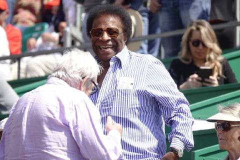 Deutscher Schlagersänger Roberto Blanco als Zuschauer in einer Loge am Court Rainier III beim ATP World Tour Tennisturnier Rolex Monte-Carlo Masters, Fürstentum Monaco, Mittelmeer