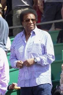 Deutscher Schlagersänger Roberto Blanco als Zuschauer in einer Loge am Court Rainier III beim ATP World Tour Tennisturnier Rolex Monte-Carlo Masters, Fürstentum Monaco, Mittelmeer