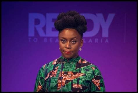 . 18 04 2018. London, United Kingdom. Prince Charles attends CHOGM London 2018. Writer Chimamanda Ngozi Adichie speaks at the Malaria Summit in 8 Northumberland Avenue, London, during the Commonwealth Heads of Government Meeting.  xi-Imagesx xPoolx IIM-17540-0050