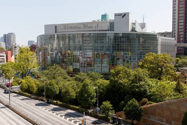 Architektur von Fumihiko Maki A general view of TV Asahi Corporation building on April 19, 2018, Tokyo, Japan. Japanese television network TV Asahi reported that one of their female employees was sexually harassed repeatedly by Administrative Vice Finance Minister Junichi Fukuda. Fukuda offered his resignation yesterday, denying the accusations.  (gxta_tvsashi002)
