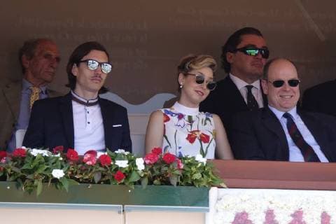 Fürst Albert II von Monaco mit Tochter Jazmin Grace Grimaldi und ihrem Freund Ian Mellenkamp in der Fürstenloge im Monte-Carlo Country Club beim Rolex Monte-Carlo Masters 1000 ATP World Tour Tennisturnier
