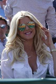 Schwedisches Fotomodell Victoria Silvstedt in einer Loge am Court Rainier III im Monte-Carlo Country Club beim Rolex Monte-Carlo Masters 1000 ATP World Tour Tennisturnier