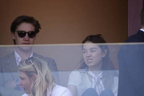 Alexandra von Hannover, Tochter von Caroline von Hannover und Ernst August von Hannover, mit Freund Ben-Sylvester Strautmann in einer Loge am Court Rainier III im Monte-Carlo Country Club beim Tennisturnier Rolex Monte-Carlo Masters 1000 der ATP World Tour, Fürstentum Monaco