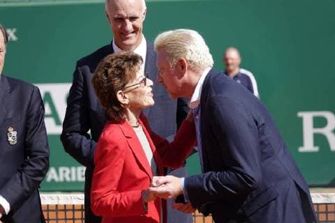 Zeremonie auf dem Court Rainier III des Monte-Carlo Country Club anläßlich der Übergabe des Rings der Hall of Fame an den ehemaligen deutschen Tennisspieler Boris Becker im Rahmen des Rolex Monte-Carlo ATP World Tour Masters 1000 Tennisturnier