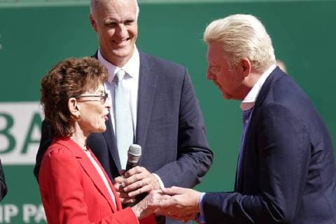 Zeremonie auf dem Court Rainier III des Monte-Carlo Country Club anläßlich der Übergabe des Rings der Hall of Fame an den ehemaligen deutschen Tennisspieler Boris Becker im Rahmen des Rolex Monte-Carlo ATP World Tour Masters 1000 Tennisturnier