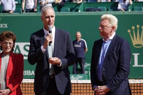 Zeremonie auf dem Court Rainier III des Monte-Carlo Country Club anläßlich der Übergabe des Rings der Hall of Fame an den ehemaligen deutschen Tennisspieler Boris Becker im Rahmen des Rolex Monte-Carlo ATP World Tour Masters 1000 Tennisturnier