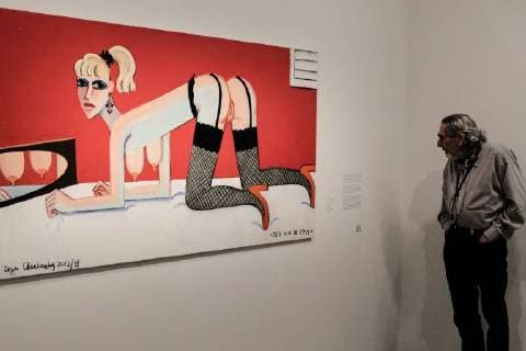 Themen der Woche KW16 Bilder des Tages April 21, 2018 - Jerusalem, Israel - Acclaimed Israeli artist Zoya Cherkassky exhibits Pravda in a first solo exhibition including some 50 paintings and 50 works on paper at the Israel Museum. Pravda focuses on Cherkassky s paintings addressing her personal experiences and the collective experience of the million strong Russian immigrant influx to Israel in the early 1990s. Cherkassky was born in 1976 in Kiev and immigrated with her family to Israel in 1991. Jerusalem Israel - ZUMAa126 20180421_zap_a126_506 Copyright: xNirxAlonx