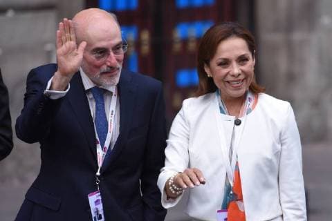 CIDADE DO MÉXICO, DF - 22.04.2018: PRESIDENTIAL RACE IN MEXICO - Luis Felipe Bravo Mena and Josefina Vazquez Mota attends on First Debate of candidates for the Mexico presidential held at Palace of Mining on April 22, 2018 in Mexico City, Mexico. x1519446x  CarlosxTischler